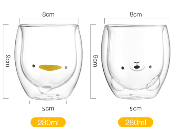แก้ว2ชั้น รักษาอุณหภูมิ 280ml ลายน่ารักๆ น้องหมี น้องแมว น้องเป็ด - Image 6