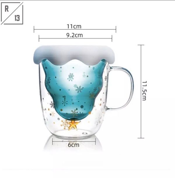 แก้ว2ชั้น 280ml ลายคริสต์มาส พร้อมฝาก้อนเมฆ คุณภาพดี สวยงาม เหมาะเป็นของขวัญช่วงเทศกาล - Image 5