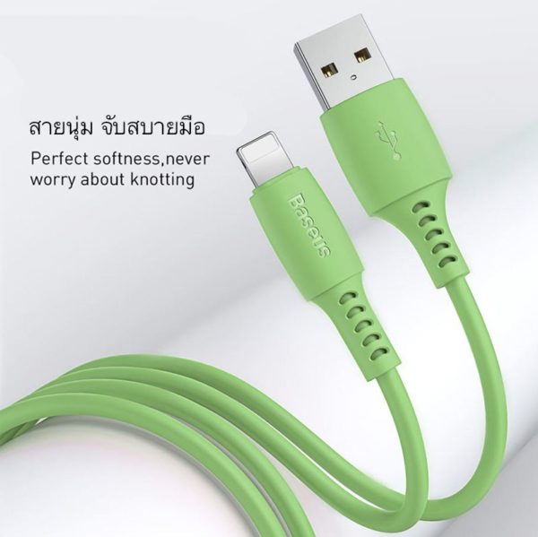 Baseus สายชาร์จ iPhone 2.4A ยาว1.2เมตร สีสวย เหมาะกับiPhone11 สายนิ่ม แต่แข็งแรงงอแล้วไม่หักใน - Image 3