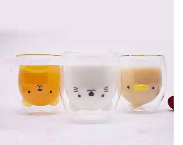 แก้ว2ชั้น รักษาอุณหภูมิ 280ml ลายน่ารักๆ น้องหมี น้องแมว น้องเป็ด - Image 3