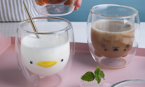 แก้ว2ชั้น รักษาอุณหภูมิ 280ml ลายน่ารักๆ น้องหมี น้องแมว น้องเป็ด - Image 4