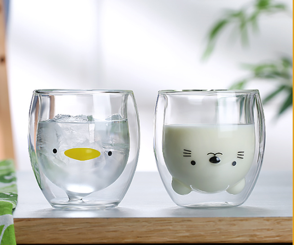 แก้ว2ชั้น รักษาอุณหภูมิ 280ml ลายน่ารักๆ น้องหมี น้องแมว น้องเป็ด - Image 5