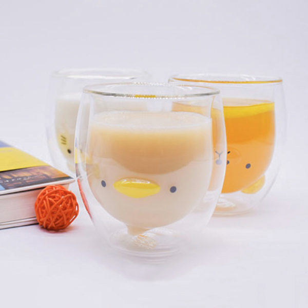 แก้ว2ชั้น รักษาอุณหภูมิ 280ml ลายน่ารักๆ น้องหมี น้องแมว น้องเป็ด - Image 2